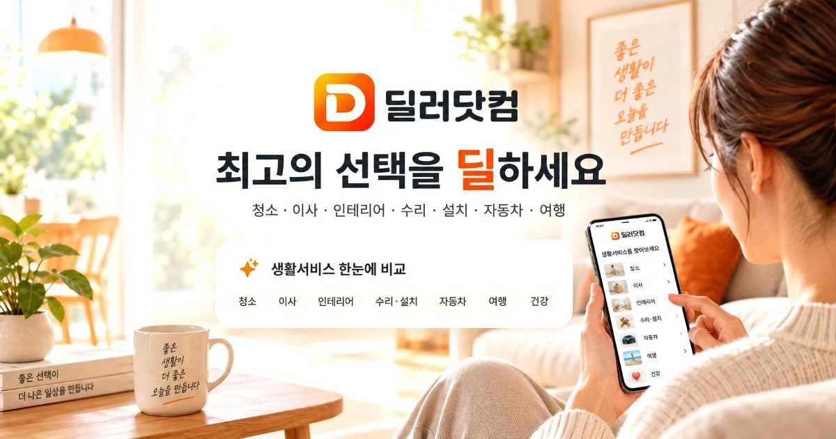 생활서비스 선택과 무료견적 비교를 안내하는 딜러닷컴 이미지